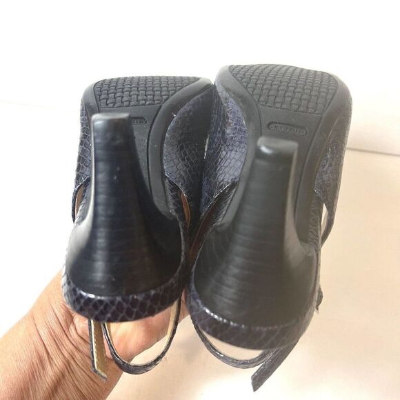 Cole Haan Women 7B Purple Snake Skin Print Leather Sling Back Heel Peep Toe Shoe - Picture 8 of 12